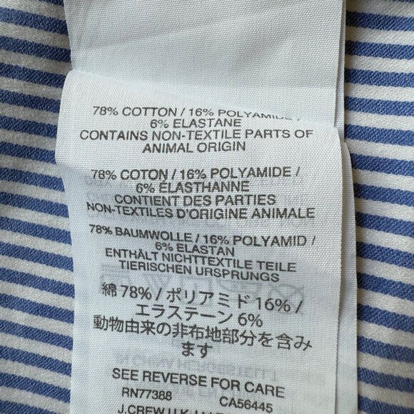 Thomas Mason J.Crew Size 8 Blue & White Stripe Long Sleeve Button-Up Dress Shirt - Picture 4 of 16